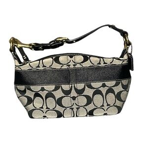 COACH SIGNATURE Y2K BLACK POUCH MINI BAG STRIPE TOP HANDLE 41206